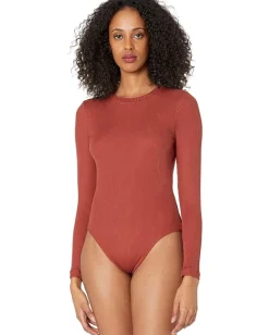 AllSaints Molly Long Sleeve Bodysuit Wild Berry Red Clearance