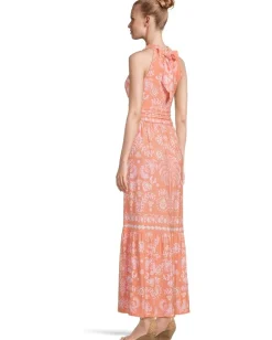 Lilly Pulitzer Montecito Halter Maxi Dress Papaya Breezy Palm Engineered Maxi Dress Hot