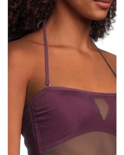 BECCA Muse Hadlee Bandeau Mesh Overlay Tankini Top Aubergine Clearance