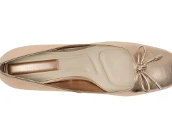 Franco Sarto Natalia Square Toe Block Heel Pumps with Bow Rose Gold Pink Online