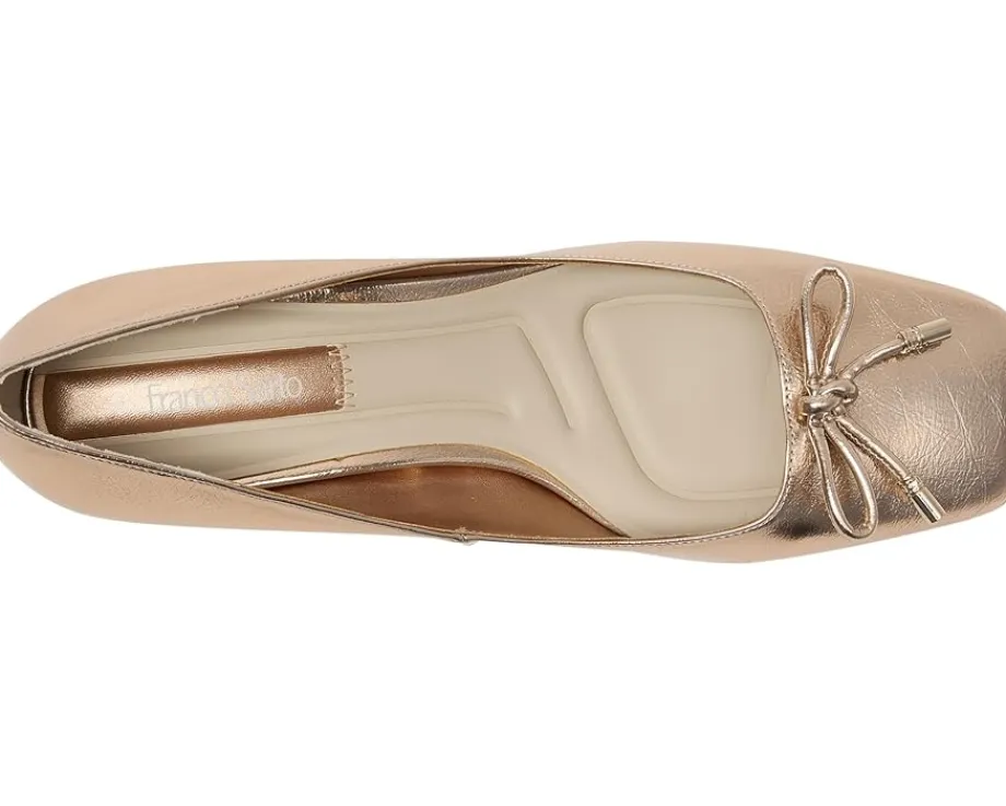 Franco Sarto Natalia Square Toe Block Heel Pumps with Bow Rose Gold Pink Online