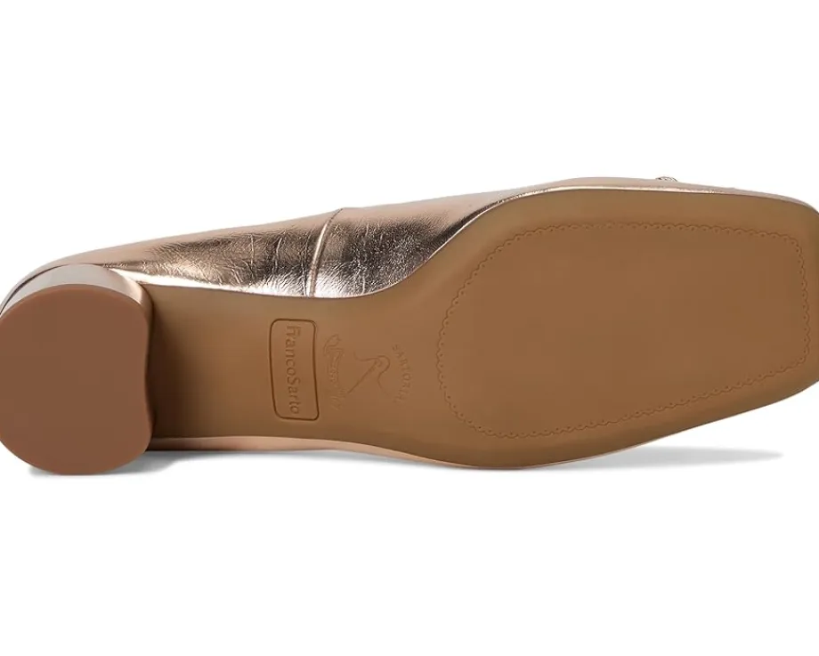 Franco Sarto Natalia Square Toe Block Heel Pumps with Bow Rose Gold Pink Online