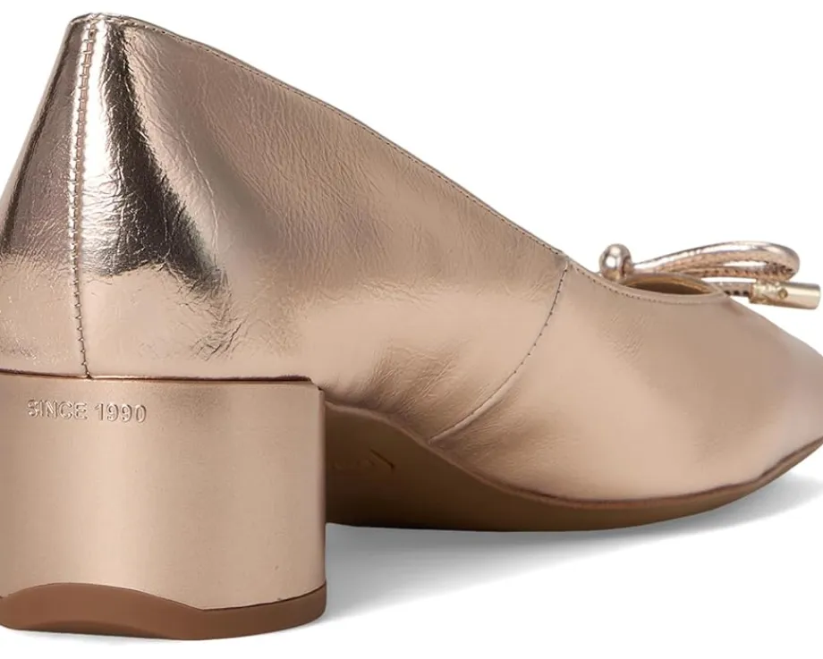 Franco Sarto Natalia Square Toe Block Heel Pumps with Bow Rose Gold Pink Online