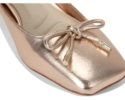 Franco Sarto Natalia Square Toe Block Heel Pumps with Bow Rose Gold Pink Online