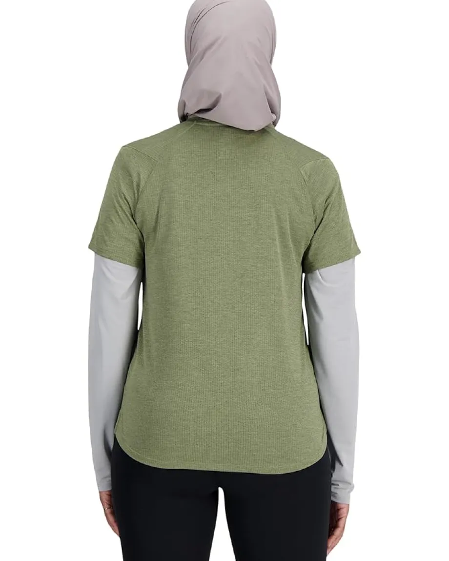 New Balance Women's Athletics T-Shirt Heather Dark Olivine Heather