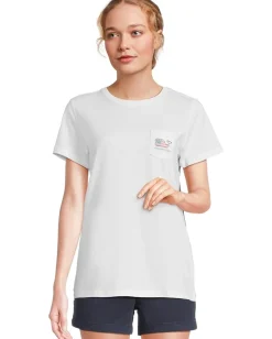 Vineyard Vines New Flag Whale Short Sleeve Pocket Tee White Cap Clearance