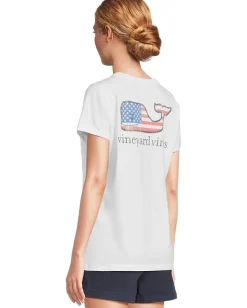 Vineyard Vines New Flag Whale Short Sleeve Pocket Tee White Cap Clearance