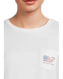 Vineyard Vines New Flag Whale Short Sleeve Pocket Tee White Cap Clearance