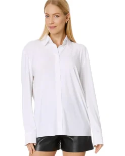 Women Norma Kamali NK Shirt w/ Collar Stand