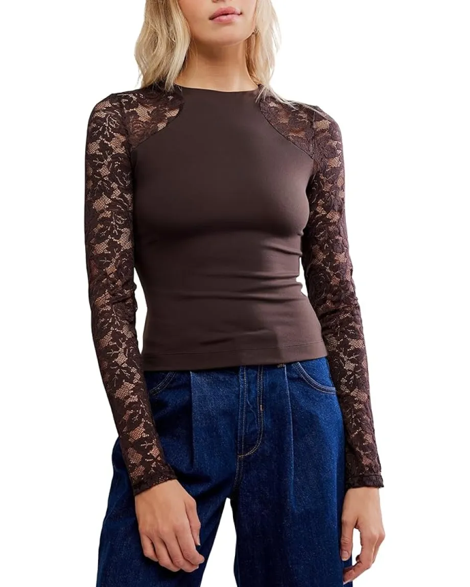 Free People No Excuses Long Sleeve Hot Fudge Hot