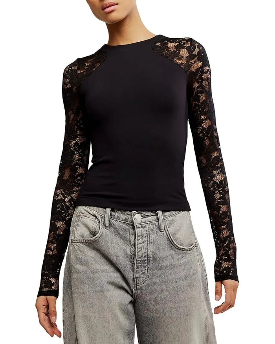 Free People No Excuses Long Sleeve Black Sale