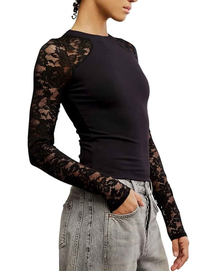 Free People No Excuses Long Sleeve Black Sale