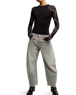 Free People No Excuses Long Sleeve Black Sale