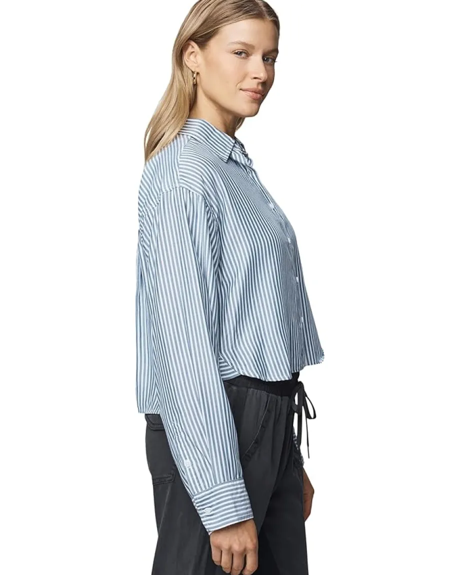 Splendid Nora Stripe Button-Down Ice Navy/White Hot