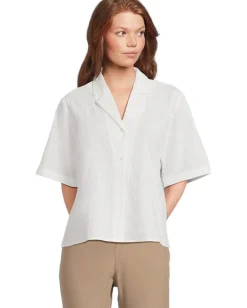 Eileen Fisher Notch Collar Shirt White