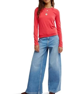 Free People Nova Tee Long Sleeve Rococco Red Hot