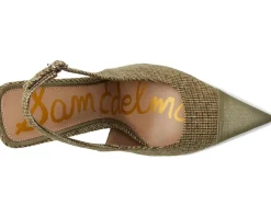 Sam Edelman Odette 2 Slingback Shoes Olive Branch Plaid Multi Best