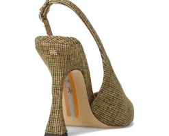 Sam Edelman Odette 2 Slingback Shoes Olive Branch Plaid Multi Best