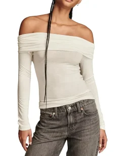 Lucky Brand Off The Shoulder Top Whisper White Clearance