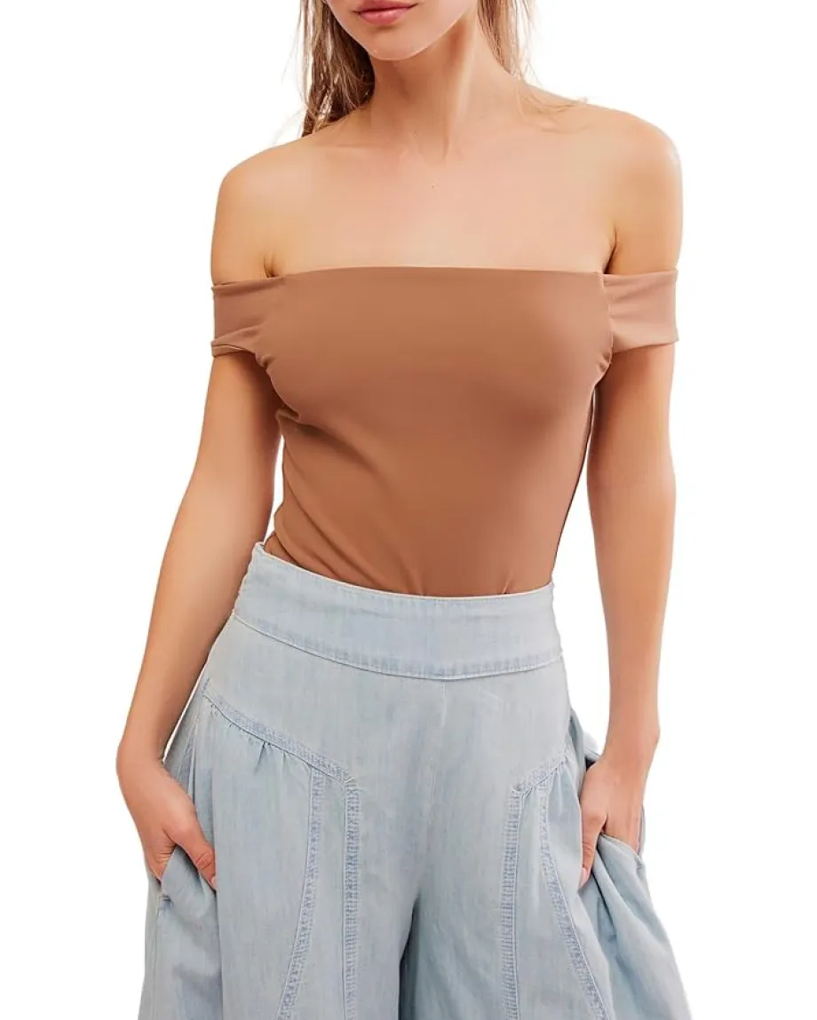 Free People Off To The Races Bodysuit Cocoa Clearance