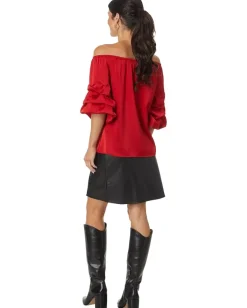 Vince Camuto Off-the-Shoulder Bubble Sleeve Blouse Ultra Red Outlet