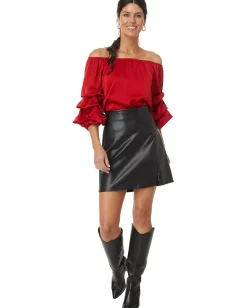 Vince Camuto Off-the-Shoulder Bubble Sleeve Blouse Ultra Red Outlet