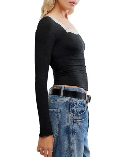 Free People Oh My Darling Long Sleeve Black Combo New