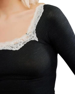 Free People Oh My Darling Long Sleeve Black Combo New