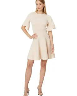 Ted Baker Oliviha Rib Engineered Skater Dress Light-Pink Outlet
