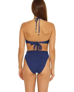 Trina Turk Olympia Rib Ring Halter Top Ink New