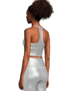 Beyond Yoga On The Up Cropped Tank Liquid Silver Clearance