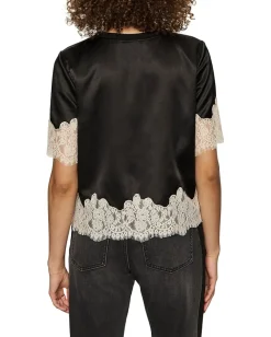 Sanctuary One Of A Kind Satin Lace Top Black