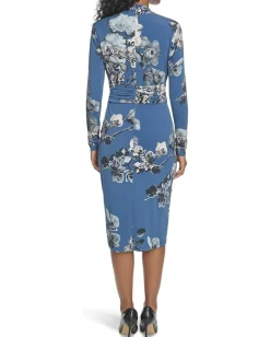 Calvin Klein Ong Sleeve Floral Jersey Aline Vintage Indigo/Khaki Multi Hot