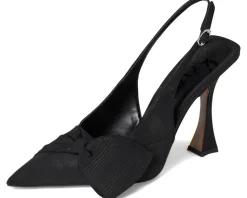 Sam Edelman Onia Slingback Shoes Black Ribbed Silk Clearance