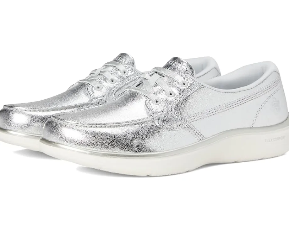Women SKECHERS On-The-Go Flex Radiant Metallic Canvas Boat Shoe