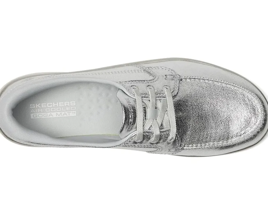 Women SKECHERS On-The-Go Flex Radiant Metallic Canvas Boat Shoe