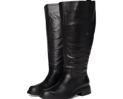 Naturalizer Ontime Extra Wide Calf Knee High Boots Black Leather Clearance