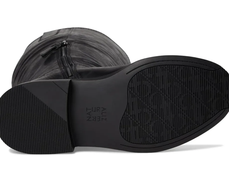 Naturalizer Ontime Extra Wide Calf Knee High Boots Black Leather Clearance