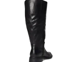 Naturalizer Ontime Extra Wide Calf Knee High Boots Black Leather Clearance