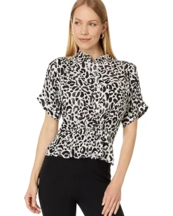 NIC+ZOE Onyx Animal Top Black Multi Outlet