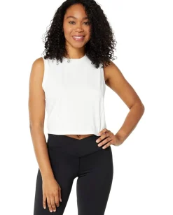 THRIVE SOCIETE Open Back Crop Tank White Hot