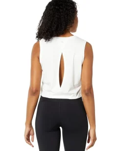 THRIVE SOCIETE Open Back Crop Tank White Hot