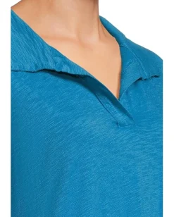 Mod-o-doc Open Dolman Sleeve Polo Tee Calypso Blue Discount