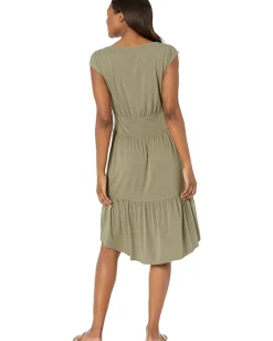 Women Mod-o-doc Organic Jersey Cap Sleeve Shirred Boatneck Dress