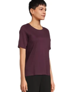 Eileen Fisher Organic Pima Cotton Jersey Round Neck Tee Blackberry Best
