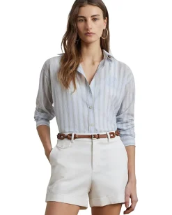 Lauren Ralph Lauren Oversize Striped Cotton Voile Shirt Sale