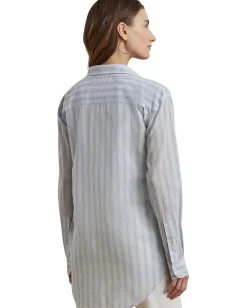 Lauren Ralph Lauren Oversize Striped Cotton Voile Shirt Sale