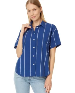 Madewell Oversized Boxy Button-Up Shirt in Signature Poplin Pure Blue Sale