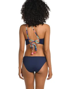 La Blanca Painted Leaves One Shoulder Bralette Multi New