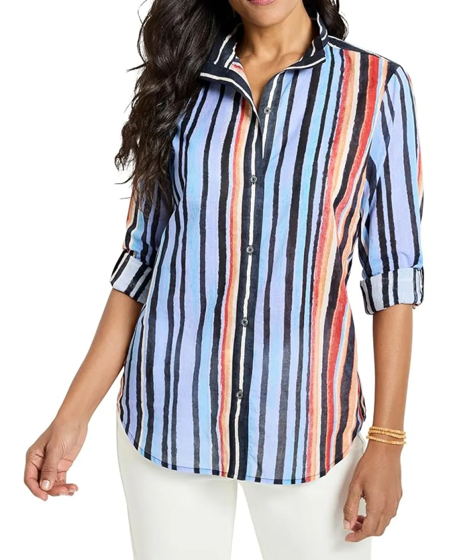 Women NIC+ZOE Painted Peninsula Cotton Shirt